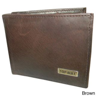 Top Bull Cowhide Leather Bi fold Flap Wallet