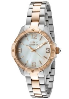 Invicta 11723  Watches,Womens Angel White Crystal White MOP Dial 18k Rose Gold Plated & SS, Casual Invicta Quartz Watches