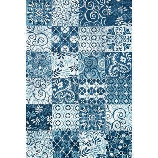 Microfiber Woven Beckett Blue Rug (93 X 13)