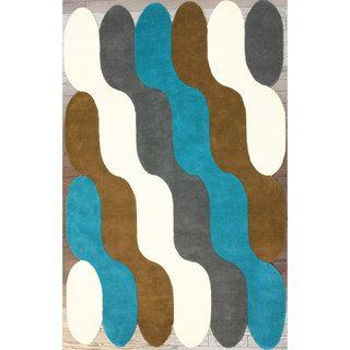 Nuloom Handmade Modern Scalloped Waves Multi Wool Rug (5 X 8)
