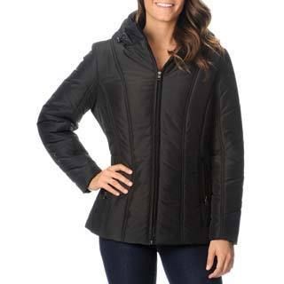 Excelled Womens Black Stitch Puffer Jacket