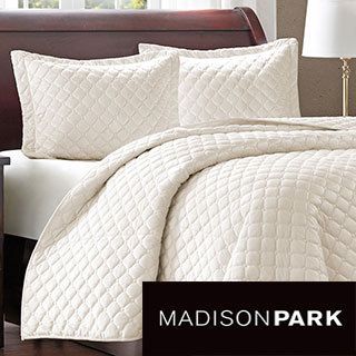Madison Park Madison Park Bailey 3 piece Coverlet Set Ivory Size Full  Queen