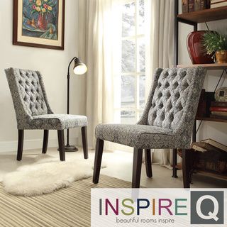 Inspire Q Evelyn Blue Damask Tufted Back Hostess Chairs (set Of 2)