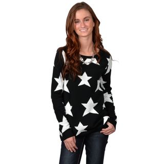 Journee Collection Juniors Two tone Star Print Sweater