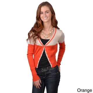 Journee Collection Journee Collection Juniors Two tone Cropped Button up Sweater Orange Size M (8  10)