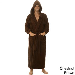Alexander Del Rossa Del Rossa Mens Full Length Hooded Terry Cotton Bath Robe Brown Size M