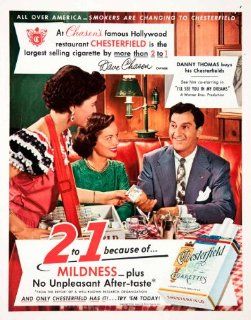 1952 Ad Chesterfield Cigarettes Danny Thomas Chasen's Dave Chasen Warner Bros   Original Print Ad  