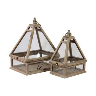 Wooden Terrarium (set Of Two)