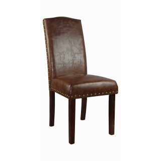 Castillian Collection Espresso Faux Leather Parson Chairs (set Of 2)