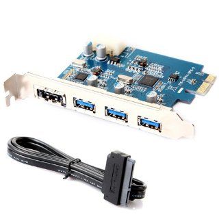 TOMTOP SuperSpeed USB 3.0 + ESATA III PCI E PCI Express 4 Port with 4 pin IDE Power Connector + Cable Computers & Accessories