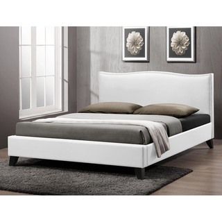 Battersby White Modern Bed With Upholstered Headboard