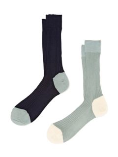 Cotton Colorblocked Socks (2 Pack) by Pantherella