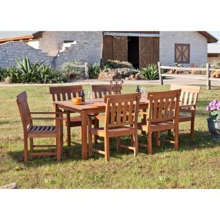 Upton Home Upton Home Landry Hardwood Outdoor 7pc Dining Set With Arm Chairs Tan Size 7 Piece Sets