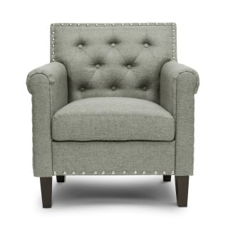 Baxton Studio Thalassa Grey Linen like Fabric Modern Arm Chair