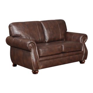 At Home Designs Monterey Natural Brown Leather Loveseat