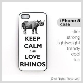 iPhone 5 Case Keep Calm And Love Rhinos   Slim Lightweight Trendy Case Cell Phones & Accessories