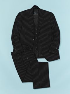Black Pinstripe 3 Piece Suit by Ferrecci Boys