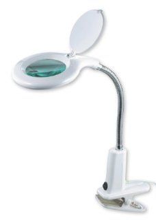 Darice 97352 Clip On Magnifying Lamp with Flexible Arm, White   Craft Light With Magnifier