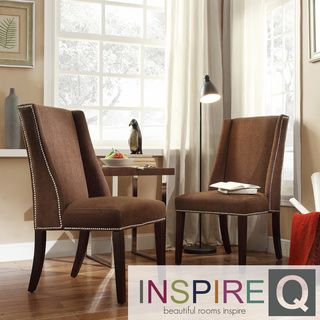 Inspire Q Geneva Chocolate Chenille Wingback Hostess Chairs (set Of 2)