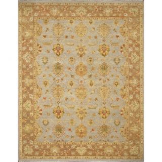 Hand knotted Ziegler Light Blue Beige Vegetable Dyes Wool Rug (9 X 12)
