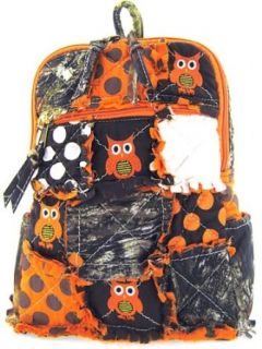 Cute Patchwork Camo Owl Small Backpack Purse Orange Camouflage Clothing