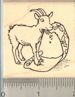 Christmas Goat Rubber Stamp