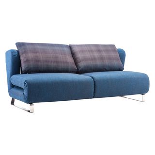 Conic Blue Sofa Sleeper And Grid Pattern Cushions