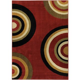 Ephesus Collection Geometric Circles Red Contemporary Area Rug (82 X 910)