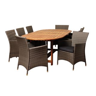 ia Brittany 9 piece Wood/ Wicker Outdoor Dining Set Grey Size 9 Piece Sets