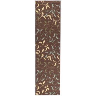 Chocolate Contemporary Leaves Design Non skid Runner Rug (110 X 7)