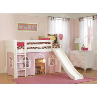 Bolton Furniture White Low loft Twin Playhouse Bed With Slide And Ladder White Size Twin