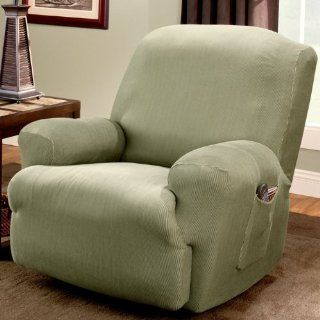 Sure Fit Stretch Stripe 1 Piece Recliner Slipcover, Sage   Armchair Slipcovers