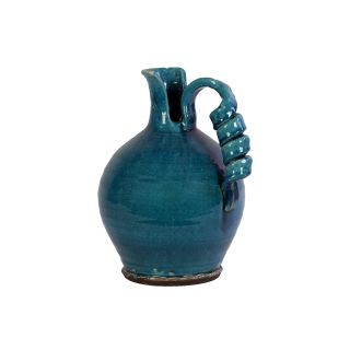 Tuscan Turquoise Ceramic Pitcher Vase