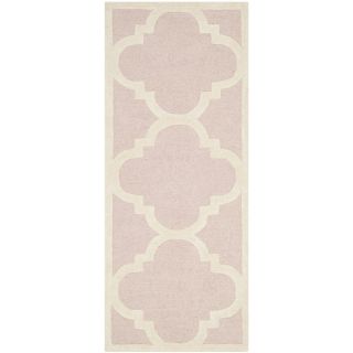 Safavieh Handmade Moroccan Cambridge Light Pink/ Ivory Wool Rug (26 X 8)