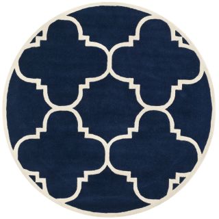 Safavieh Handmade Moroccan Chatham Dark Blue/ Ivory Wool/ Latex Rug (5 Round)