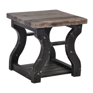 Satur Distressed Black/ Natural End Table