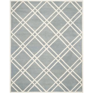 Safavieh Handmade Moroccan Chatham Crisscross pattern Blue/ Ivory Wool Rug (8 X 10)