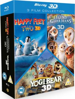 3D Triple Pack Happy Feet 2 / Yogi Bear / Legend of the Guardians      Blu ray