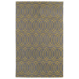 Hand tufted Cosmopolitan Circles Yellow/ Light Brown Wool Rug (2 X 3)
