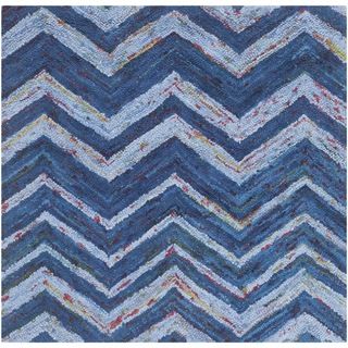 Safavieh Handmade Nantucket Blue/ Multi Cotton Rug (4 Square)