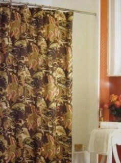 Rainey Paisley Toile Fabric Shower Curtain Fall Color Palatte Rust Sage Brown Taupe  