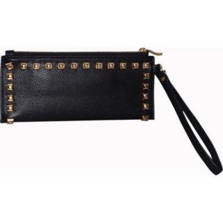 Womens Blingalicious Leatherette Clutch With Studs Q2027 Black