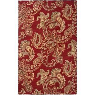 Hand tufted Handicraft Imports Aisling Red Wool Blend Area Rug (8 X 10)