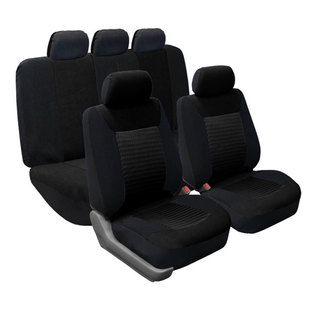 Fh Group Black Premium Fabric Airbag Compatible Car Seat Covers (full Set)