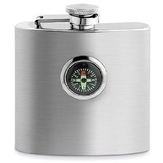 Stainless Steel Compass Flask   6 oz Kitchen & Dining