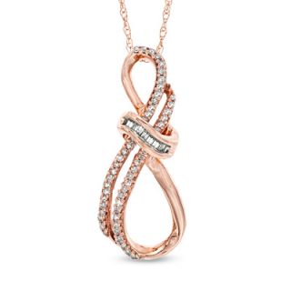 CT. T.W. Diamond Looping Ribbon Pendant in 10K Rose Gold   Zales