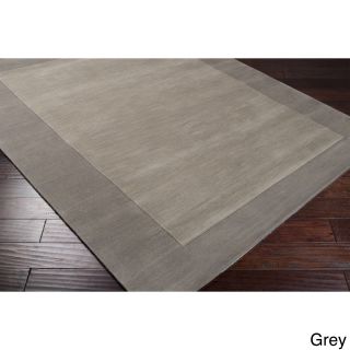 Surya Carpet, Inc Hand loomed Risor Solid Bordered Wool Area Rug (76 X 96) Gray Size 76 x 96