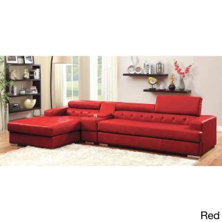 Furniture Of America Flori Pneumatic Gas Lift Headrest Bonded Leather Match Sectional With Storage Console