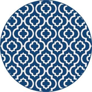 Metropolis 1027 Navy Contemporary Area Rug (710 Round)