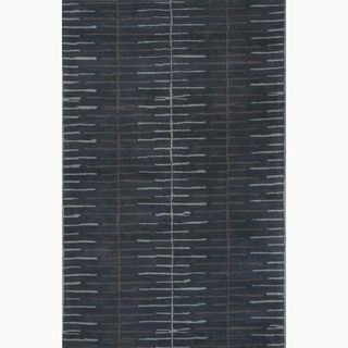 Hand made Blue/ Gray Wool/ Art Silk Plush Pile Rug (5x8)